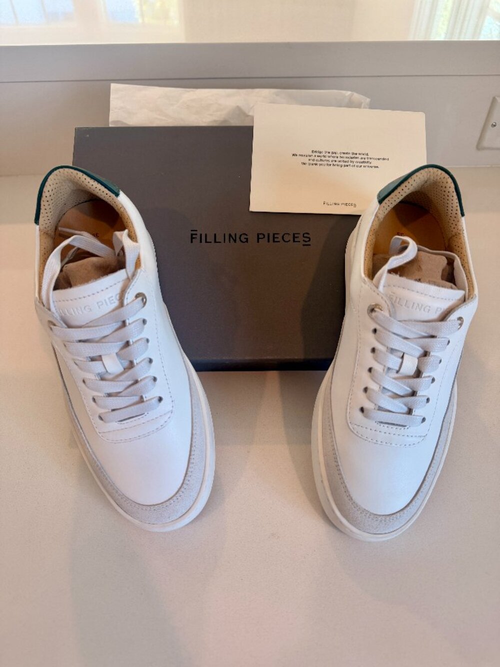 Filling Pieces Mondo Squash White Leather Sneakers EU 35 New In Box